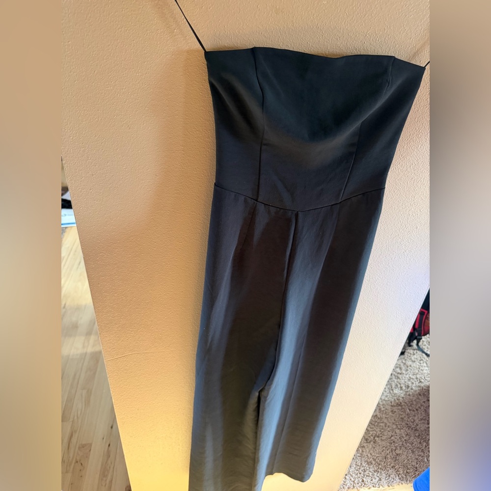 Abercrombie & Fitch Black Strapless Wide-Leg Jumpsuit